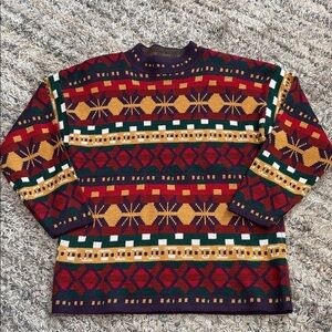 Vintage Carolina Colours Multicolor Patterned mock neck Sweater sz M